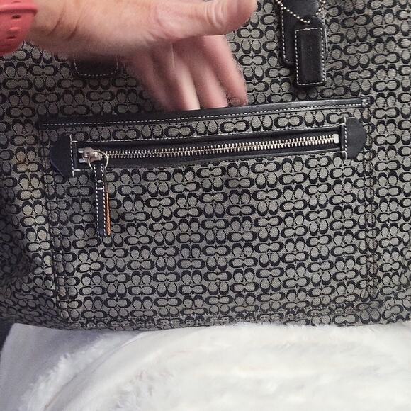 Coach Black and Gray Signature Diaper Bag 5707 Y2K Tote Shoulder Bag - Picture 13 of 16